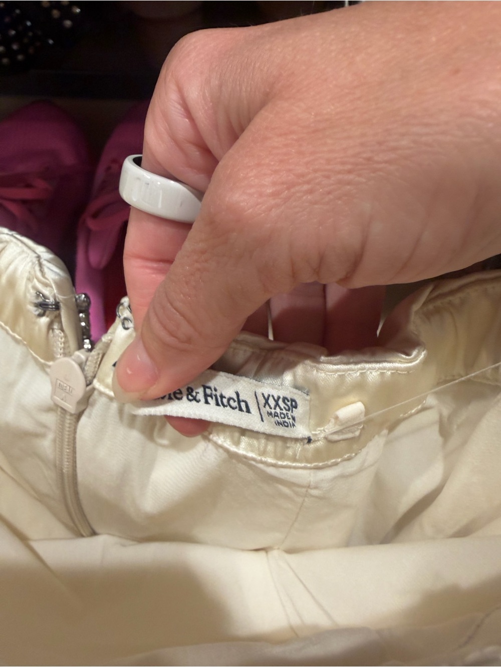 Abercrombie & Fitch Strapless Embroidered Cream Mini Dress - Picture 5 of 6